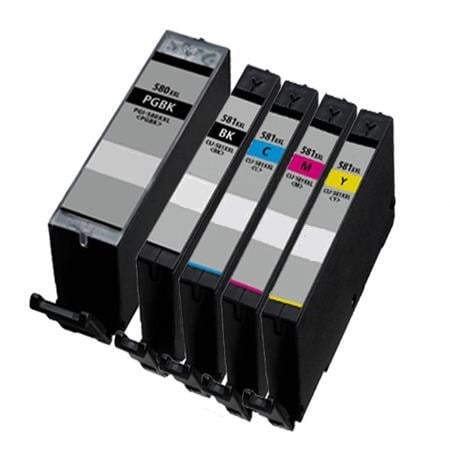 Canon PGI-580PGBKXXL / CLI-581BK/C/M/Y XXL Compatible set of 5 Ink Cartridges (Black/Black/Cyan/Magenta/Yellow)
